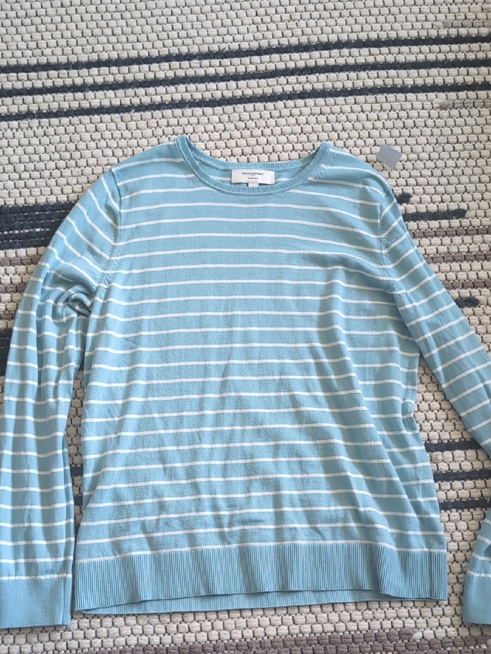Striped Banana Republic Crewneck Sweater - Light Blue